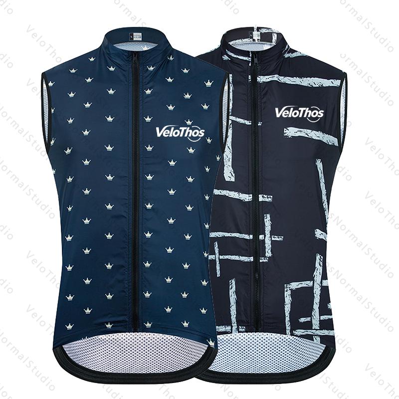 Padded Vest Gilet - เสื้อกั๊กปั่นจักรยาน VeloThos ป้องกันลม เสื้อกั๊กกีฬาวิ่ง เสื้อกั๊กปั่นจักรยานแบบมีซิปสำหรับผู้ชาย เสื้อกั๊กปั่นจักรยานแบบสั้น