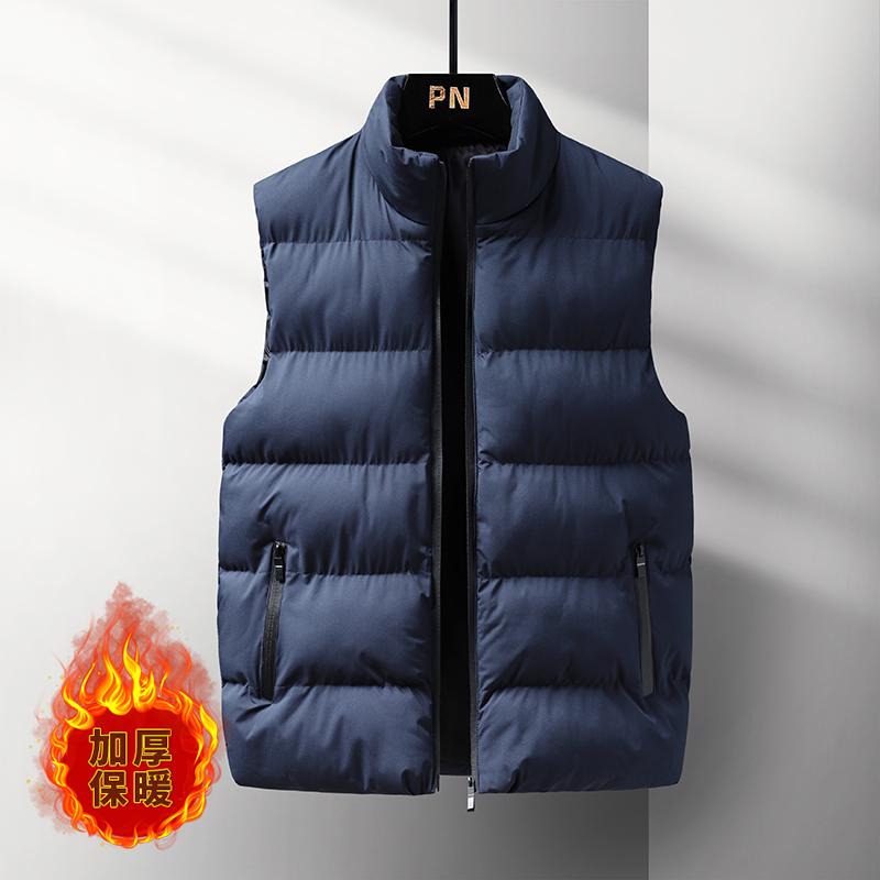 Padded Vest Gilet - เสื้อกั๊กบุหนาสำหรับผู้ชายในฤดูหนาว คอตั้ง ซิป ไม่มีแขน เสื้อกั๊กกันหนาวลำลอง เสื้อคลุมกันหนาว