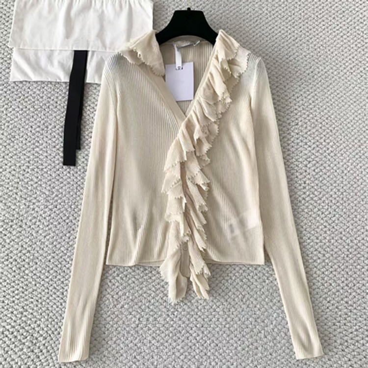 Winter Clothing For Woman - เสื้อผ้าสตรีสไตล์ยุโรปแบบสั่งทำพิเศษ คอลเลคชั่นฤดูหนาว 2026 สไตล์ใหม่ เสื้อคาร์ดิแกนไหมพรมแขนยาวติดกระดุมเม็ดเดียว แต่งระบาย