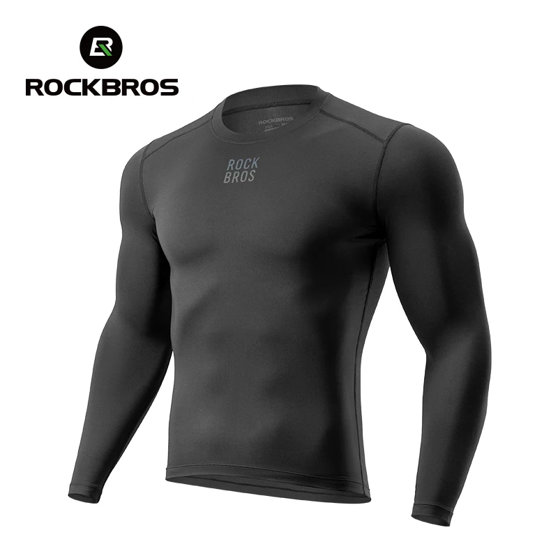 Thermal Base Layer - ROCKBROS ชุดเสื้อผ้าสำหรับปั่นจักรยานฤดูหนาวแบบอุ่น ชุดชั้นในกันหนาวแบบขนแกะ แขนยาว ชุดกีฬา ป้องกันลม