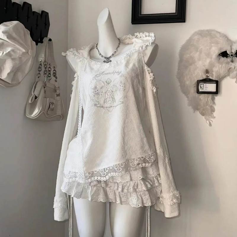Winter Clothing Gear - Kawaii Sweet Lolita สไตล์ชุดกระโปรงผู้หญิงโกธิคเซ็กซี่ปิดไหล่ Hooded Top