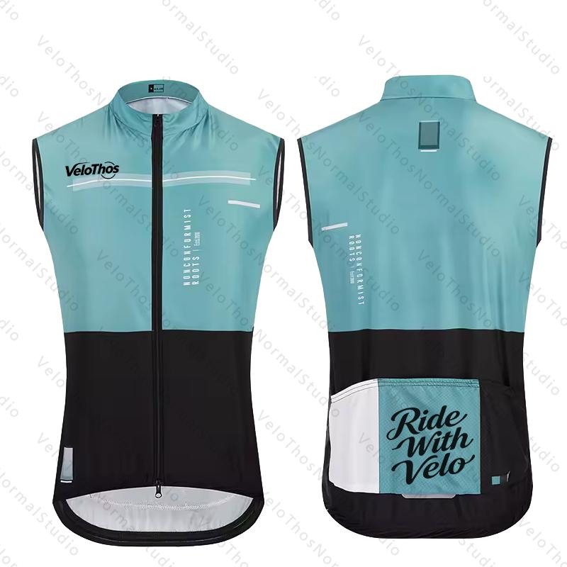 Padded Vest Gilet - เสื้อกั๊กปั่นจักรยาน VeloThos ป้องกันลม เสื้อกีฬาวิ่ง เสื้อกั๊กสำหรับปั่นจักรยานบนถนนและภูเขา แขนกุด