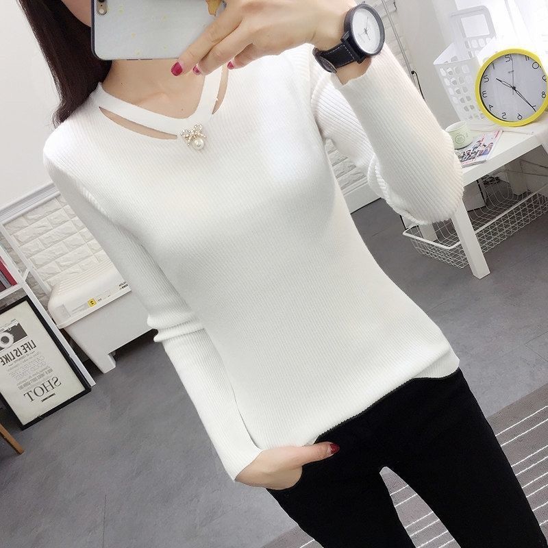 Winter Clothing Trends - เสื้อสเวตเตอร์คอวี แขนยาว ทรงเข้ารูป เรียบหรู สไตล์วินเทจ สำหรับฤดูใบไม้ร่วงและฤดูหนาว