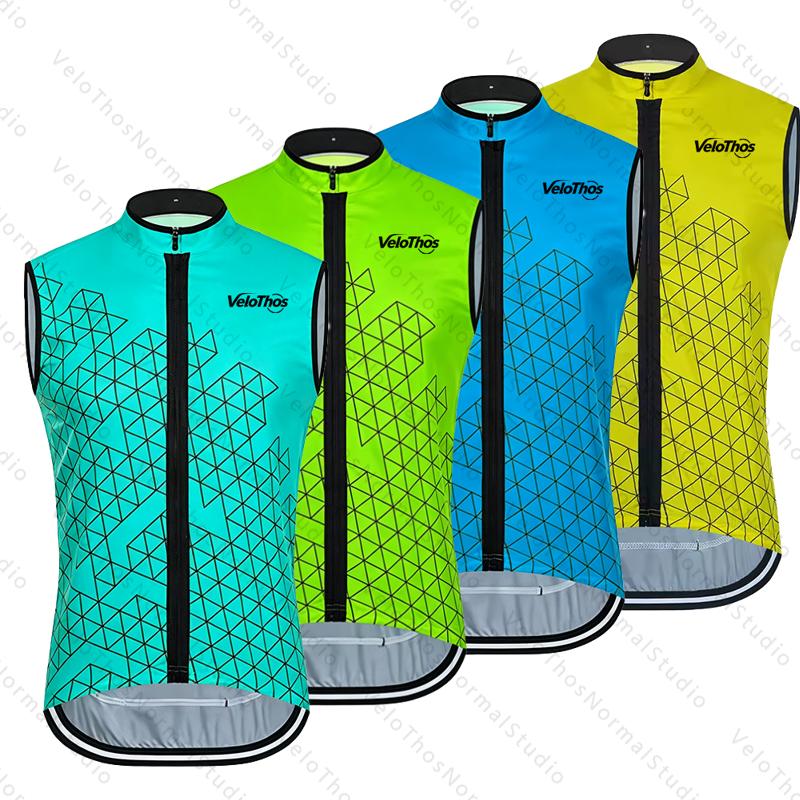 Padded Vest Gilet - เสื้อกั๊กปั่นจักรยาน VeloThos สำหรับผู้ชาย แบบไม่มีแขน เสื้อกั๊กวิ่ง เสื้อกั๊กสำหรับปั่นจักรยานเสือหมอบและเสือภูเขา