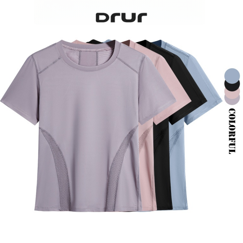 Winter Clothing Gear - DRUR ฤดูร้อนน้ําหนักเบาวิ่ง T เสื้อผู้หญิงด่วนแห้งออกกําลังกาย TOP Breathable