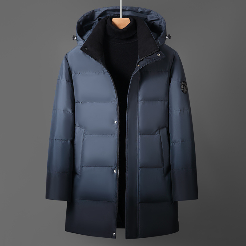 Winter Clothes Shop - เสื้อแจ็คเก็ตบุหนานุ่มสำหรับผู้ชายฤดูหนาว แบบพาร์กา ขนห่านขาว มีฮู้ด รุ่น HXY299