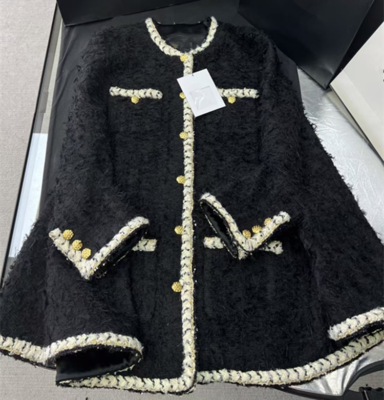 Winter Clothing For Woman - เสื้อโค้ททวีดทรงเคปแบบกระดุมแถวเดียวสีดำ สไตล์ยุโรปและอเมริกา สำหรับผู้หญิง คอลเลคชั่นใหม่ ฤดูหนาว 2025