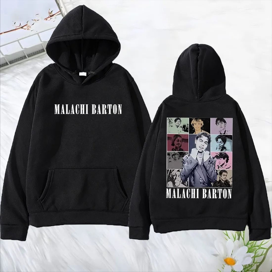 Winter Clothes Shop - เสื้อฮู้ดลายกราฟิก Malachi Barton สำหรับฤดูใบไม้ร่วงและฤดูหนาว ทรงโอเวอร์ไซส์ สำหรับผู้ชายและผู้หญิง