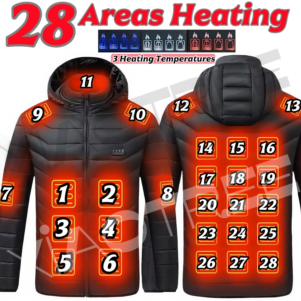 Winter Clothing Matching - เสื้อแจ็คเก็ตทำความร้อนสำหรับผู้ชายและผู้หญิง 28 จุดให้ความร้อน แจ็คเก็ตทำความร้อนด้วย USB สำหรับฤดูหนาว