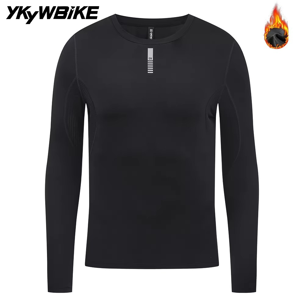 Thermal Base Layer - เสื้อซับในสำหรับปั่นจักรยานผู้ชาย YKYWBIKE สำหรับฤดูหนาวและฤดูใบไม้ร่วง เสื้อแขนยาวผ้าฟลีซกันหนาวสำหรับปั่นจักรยานเสือหมอบ