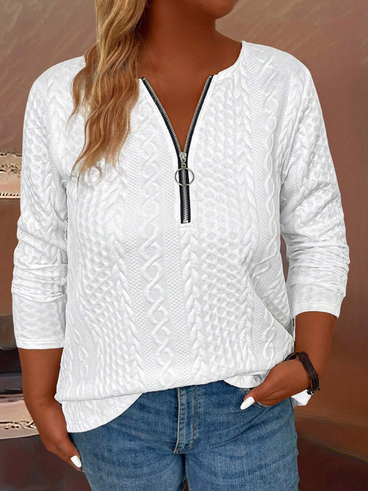 Winter Clothing Trends - เสื้อผ้าผู้หญิงฤดูใบไม้ร่วง/ฤดูใบไม้ผลิเสื้อยืดครึ่งซิปเสื้อผ้าผู้หญิงแนวโน้มของผู้หญิงเสื้อยืดขนาดบวกแขนยาวเสื้อยืดผู้หญิง
