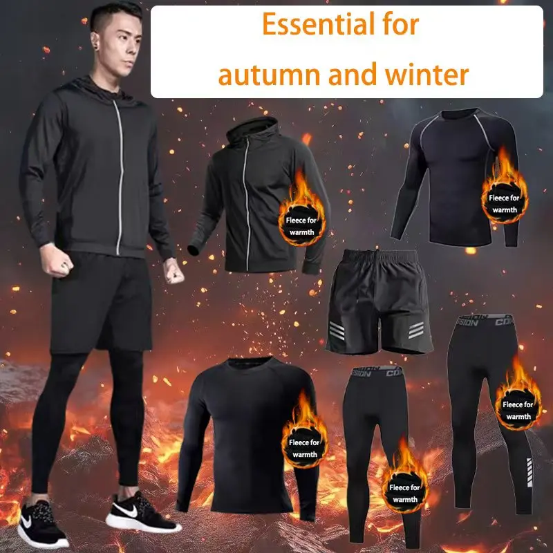 Thermal Base Layer - ชุดกีฬากลางแจ้งสำหรับผู้ชาย ปี 2025 ชุด 6 ชิ้น