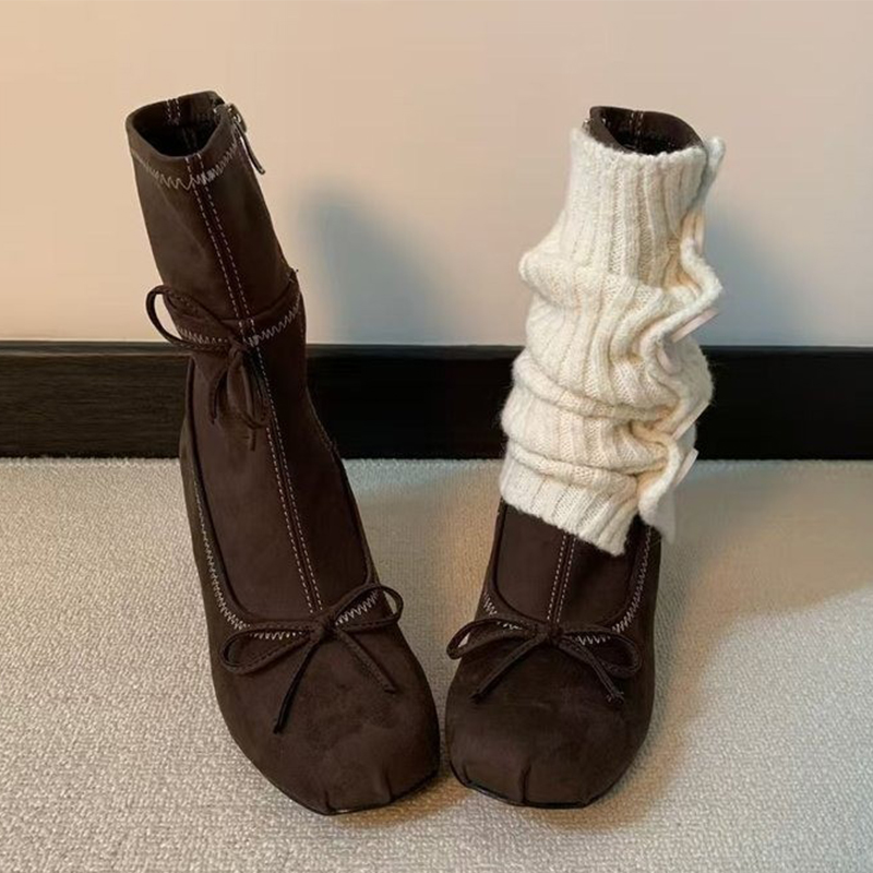 รองเท้าบูทส้นสูงแบบผูกโบว์สำหร - Winter Clothing For Woman บทวิจารณ์และราคา