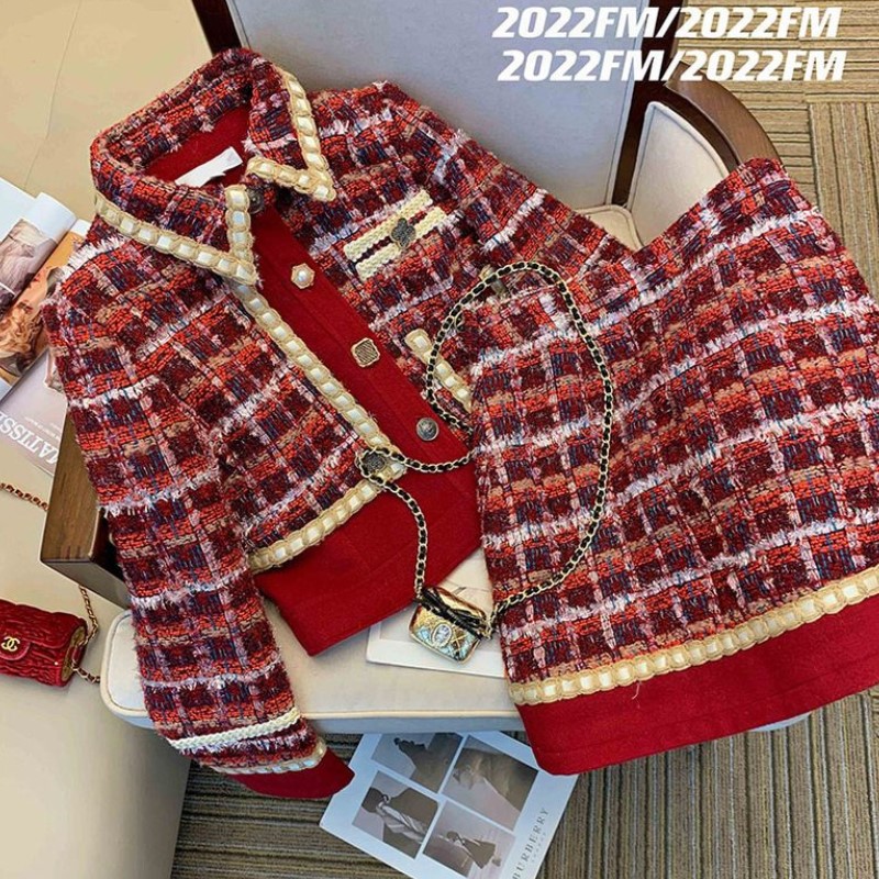 ผู้หญิง Tweed สง่างามชุดสีแดง  - Winter Clothing Matching บทวิจารณ์และราคา