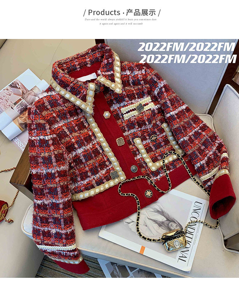 ผู้หญิง Tweed สง่างามชุดสีแดง  - Winter Clothing Matching บทวิจารณ์และราคา