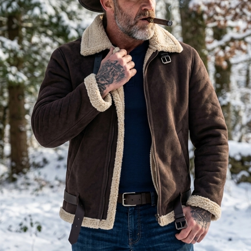 เสื้อแจ็คเก็ตหนังกลับเทียมบุขน - Winter Clothing Matching บทวิจารณ์และราคา